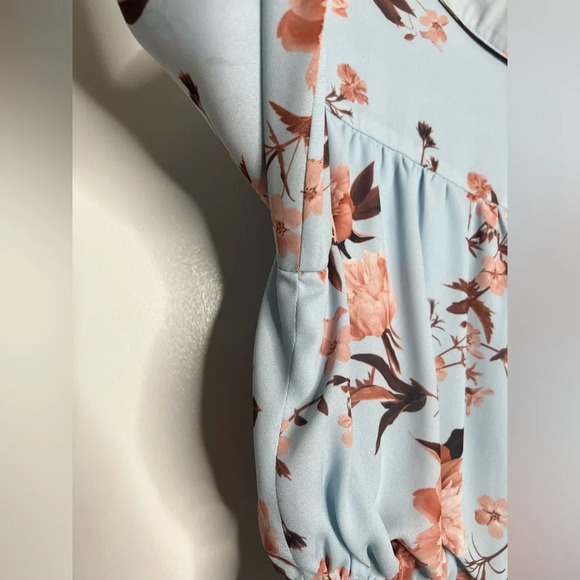 Fame and Partners - The Orianna Maxi - Blue Floral Long sleeve Dress- US 0 - RTR - Picture 10 of 12